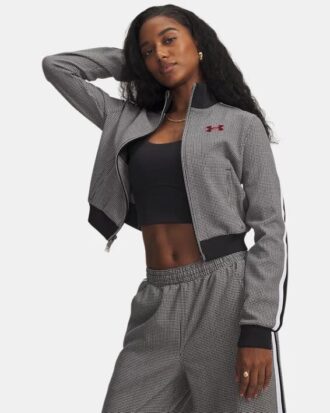 Houndstooth stickad trackjacka