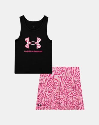 Stretch Little Tank & Skort Set med logotryck