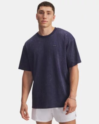 Tjock, tvättad, oversized kortärmad tröja med logotyp